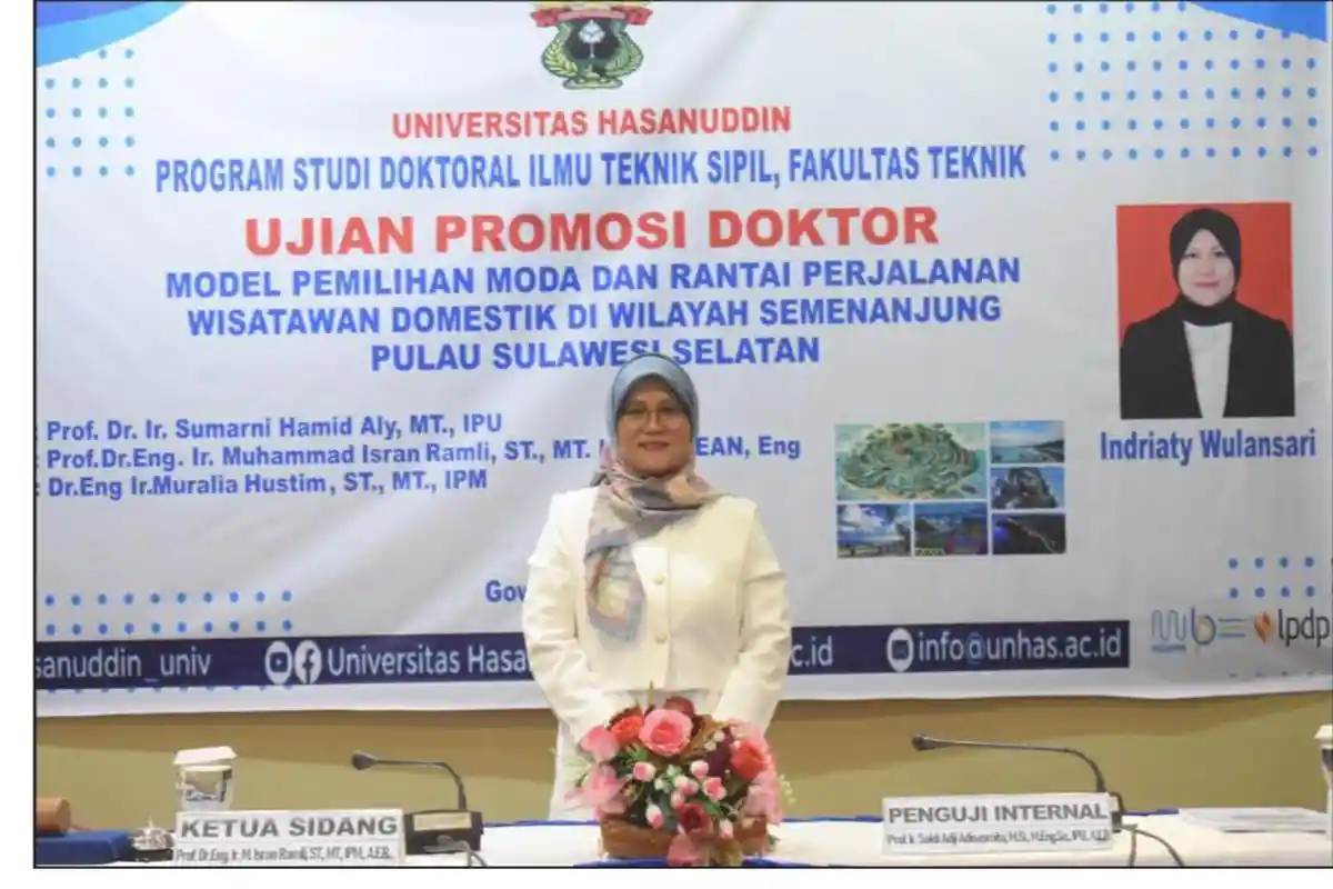 Teliti Wisata Semenanjung Berbasis Transportasi, Indriaty Wulansari Raih Doktor Teknik Sipil Unhas