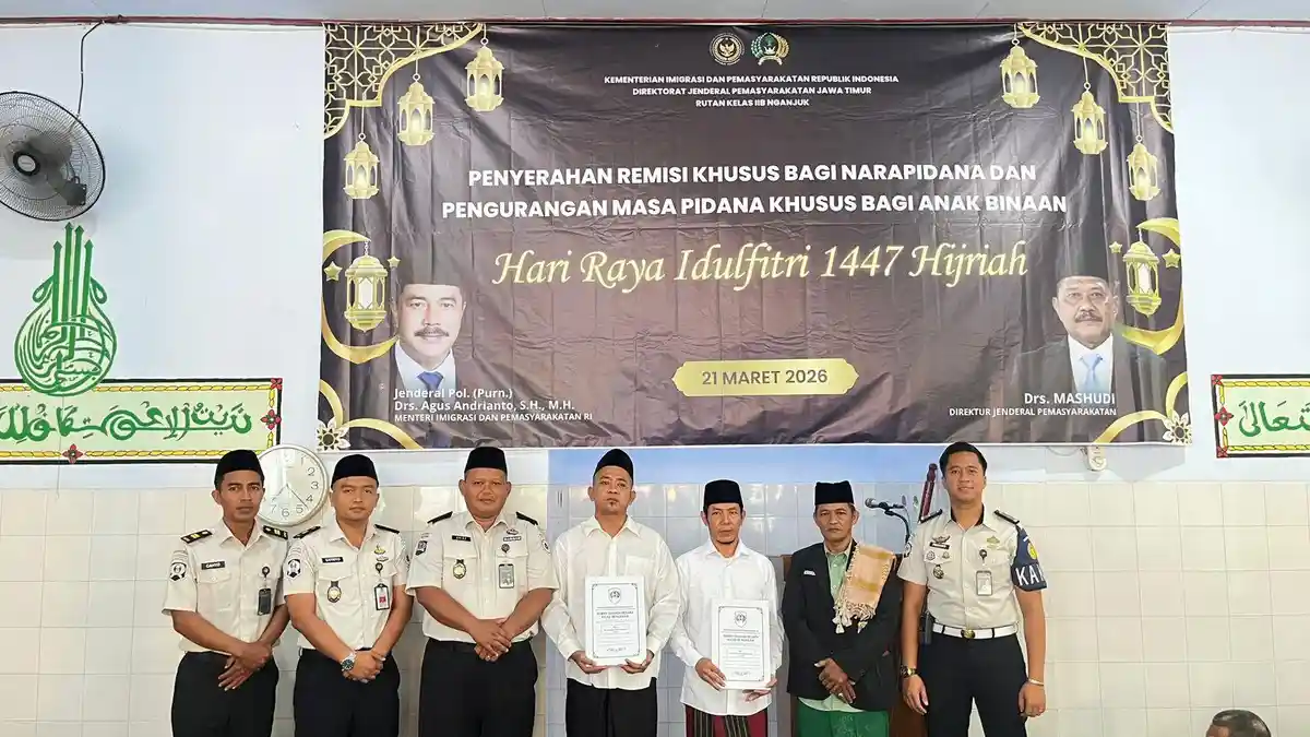 100 WBP Rutan Kelas IIB Nganjuk Dapat Remisi Lebaran, Dua Langsung Bebas