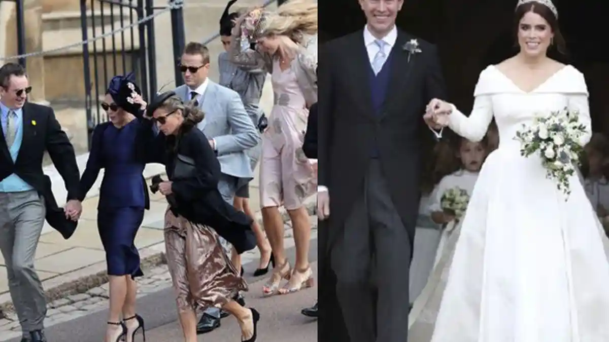 6 Momen Unik Pernikahan Putri Eugenie & Jack Brooksbank, Dandanan Para Tamu Hampir 'Terbang'
