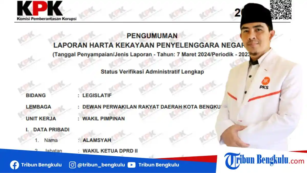PKS Bengkulu Rombak Struktur, Ini Profil dan Harta Kekayaan Alamsyah ...