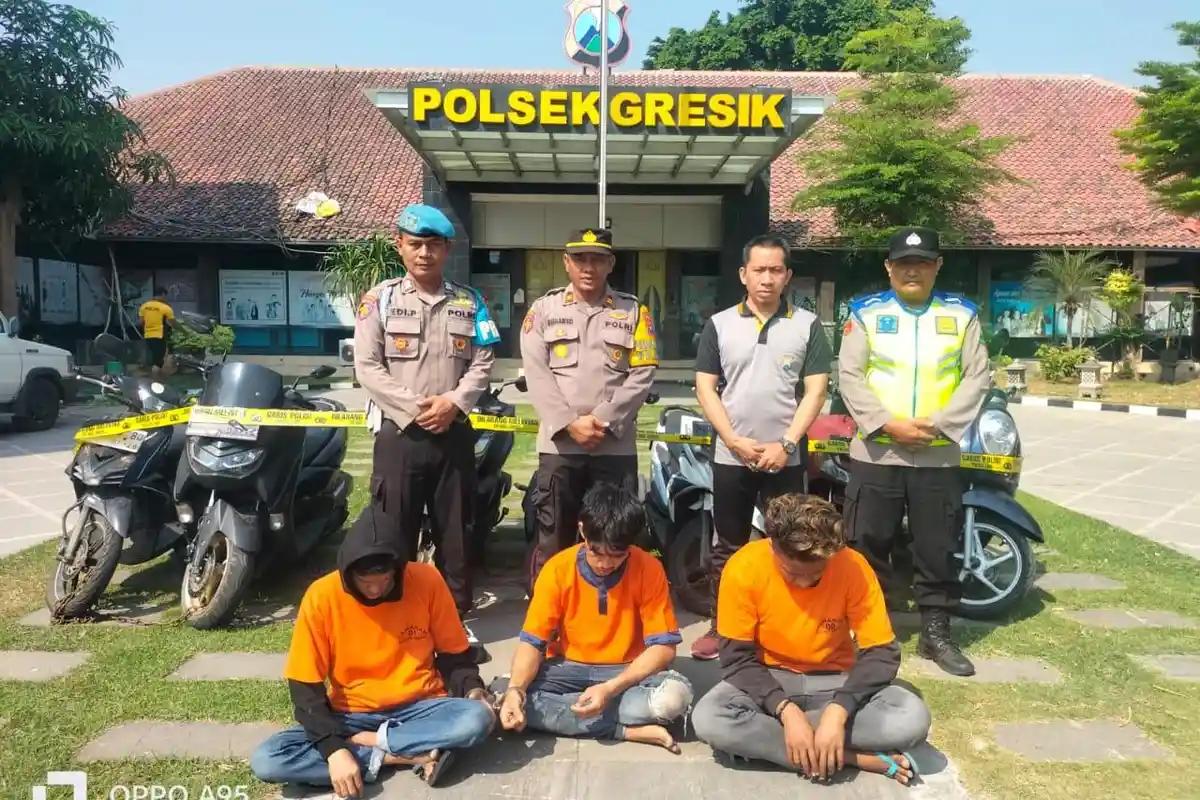 Komplotan Maling Motor di Gresik Dicokok Polisi, 3 Pelaku Berhasil Dibekuk Berkat Rekaman CCTV