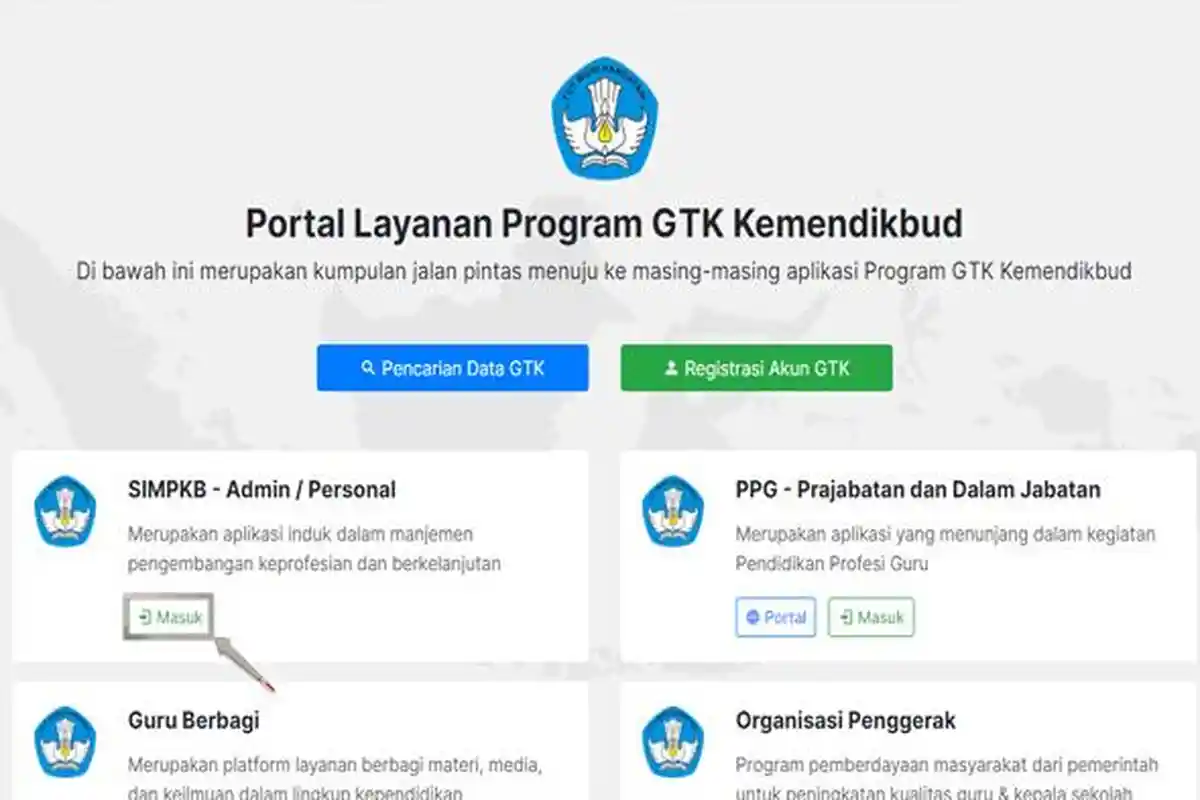 Contoh Mengakses Info GTK Terbaru 2024-2025 untuk Guru, KLIK Laman Resmi Kemendikbud