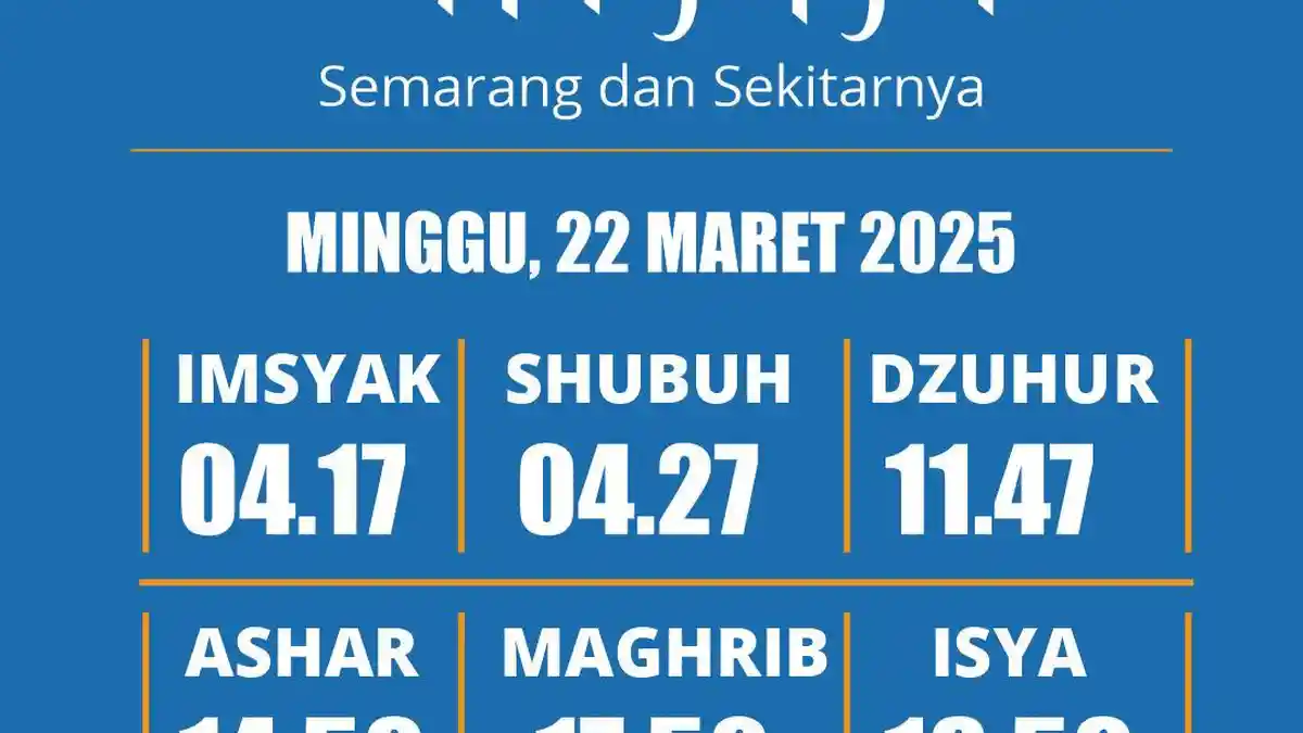 INFOGRAFIS Jadwal Imsyakiyah Minggu 22 Maret 2025 Semarang dan Sekitarnya