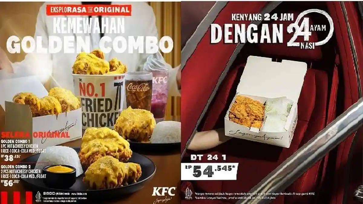 Promo KFC Hari Ini, Golden Combo Hot & Cheesy Chicken Rp 38.636, DT24 1 ...