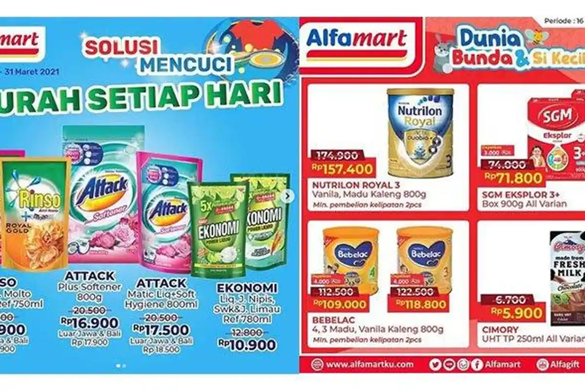 Promo Alfamart Hari Minggu 28 Maret 2021, Detergen Tambah Pewangi Rp16.900, Cek Katalog di Sini