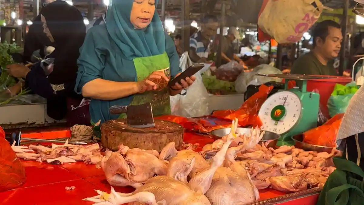 Harga Ayam Potong di Pasar Angso Duo Jambi Turun, Tapi Sepi Pembeli