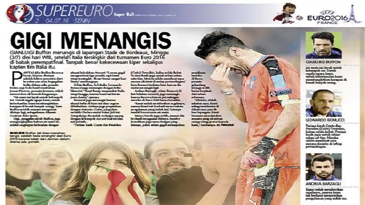 Gianluigi Buffin Tangisi Kegagalan Italia