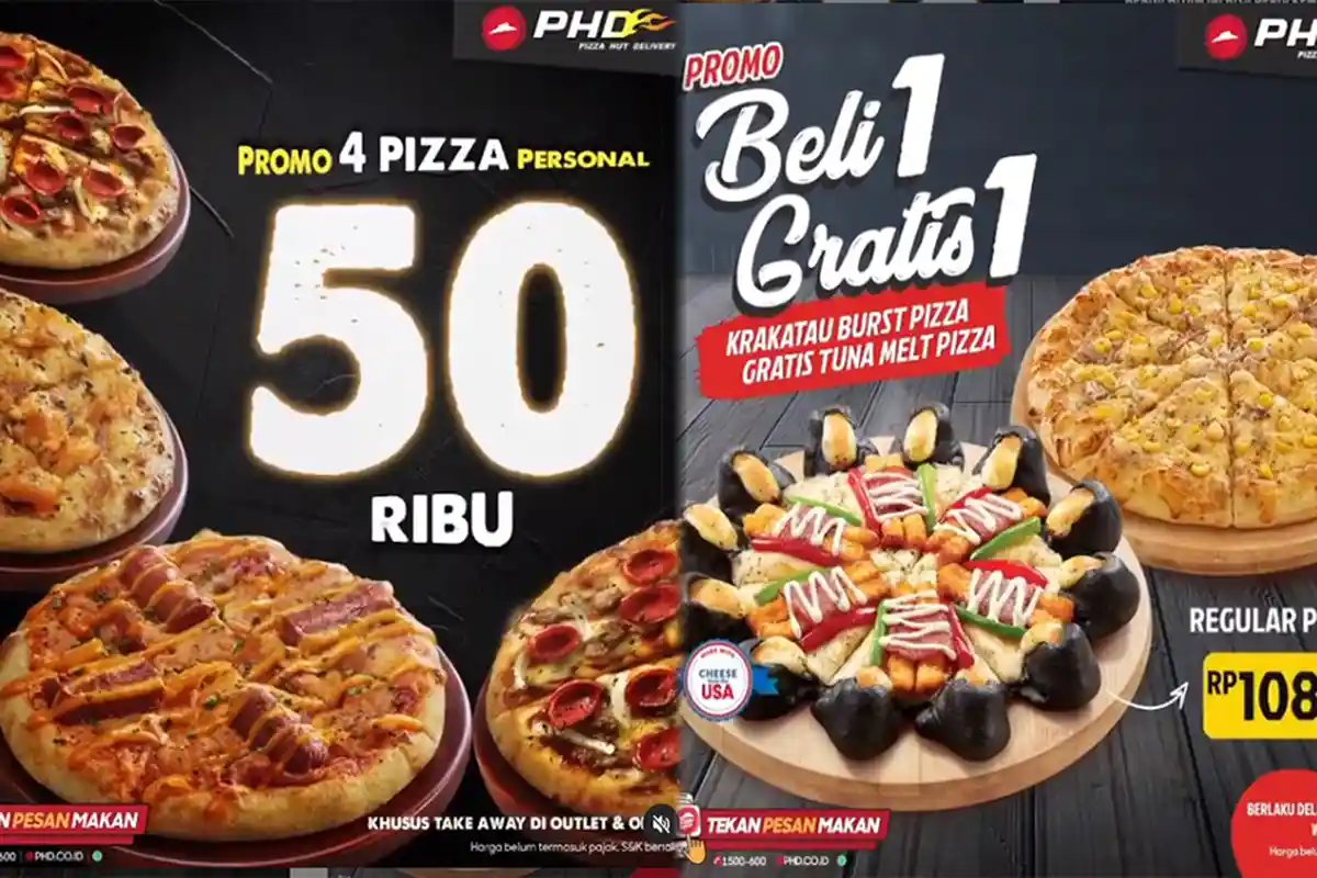 PROMO PHD Pizza Hut Delivery 29 November 2020, 4 Pizza Personal Cuma Rp 50 Ribu, Ada Beli 1 Gratis 1