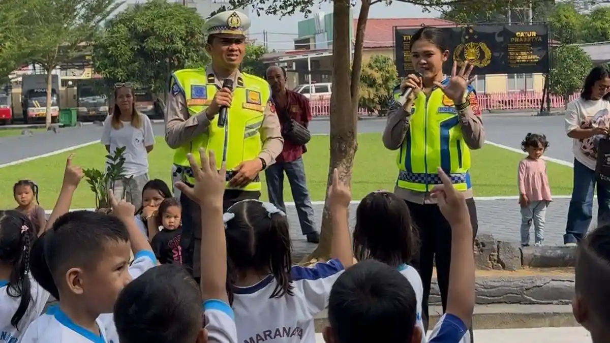 Polisi Sahabat Anak, Sat Lantas Polres Batubara Sambut Hangat Kunjungan Murid PAUD dan TK Maranatha