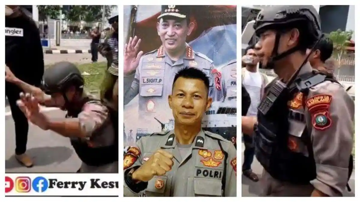 Aipda Andi Hidayat Viral, Rela Berlutut Seorang Diri Tenangkan Pendemo Pulau Rempang Batam