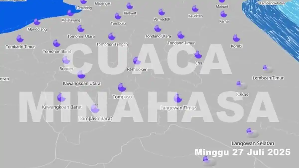 Prakiraan Cuaca di Minahasa Sulawesi Utara Hari Minggu 27 Juli 2025