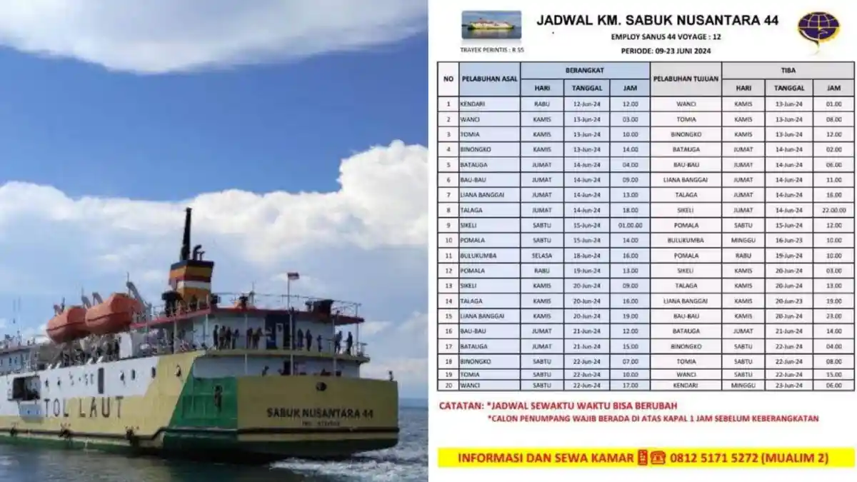 Jadwal Kapal Periode 12-23 Juni 2024 di Sultra Rute Tomia hingga Pomala ...