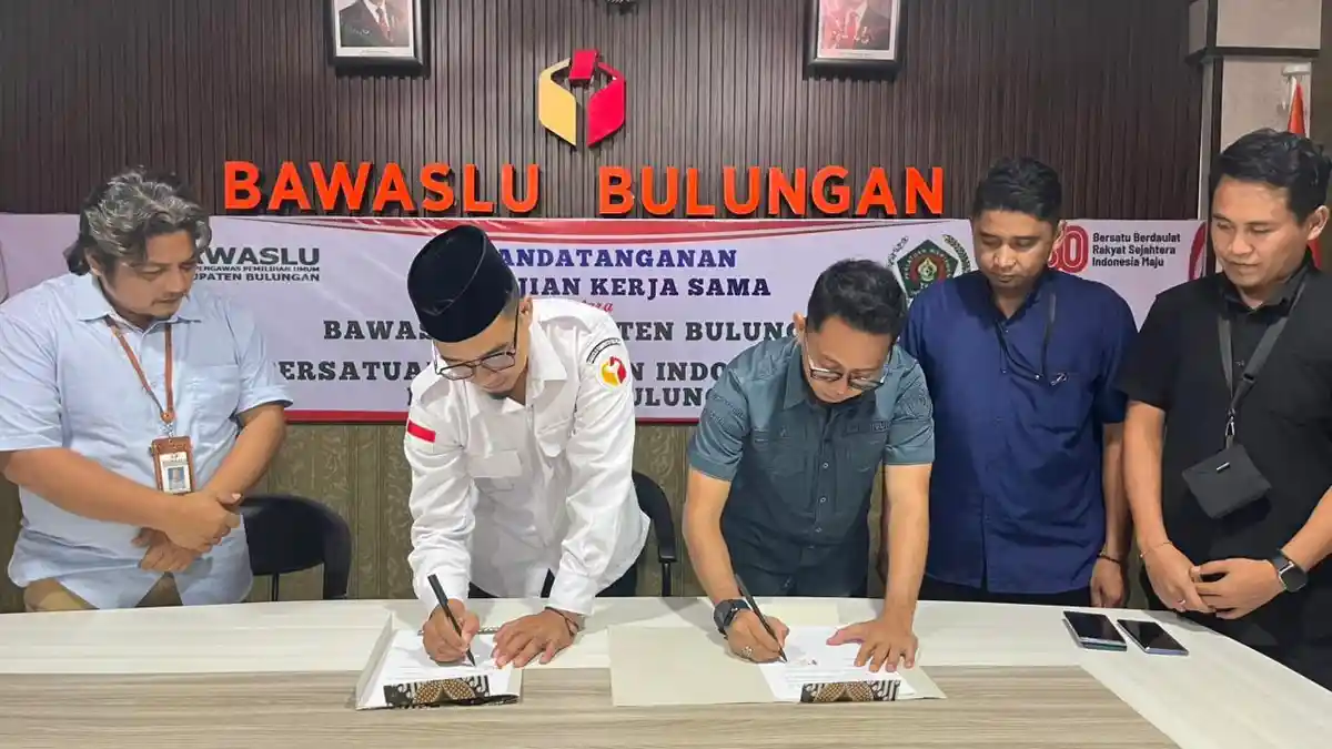 PWI Bulungan dan Bawaslu Teken Kerja Sama, Dorong Partisipasi Warga dalam Pengawasan Pemilu