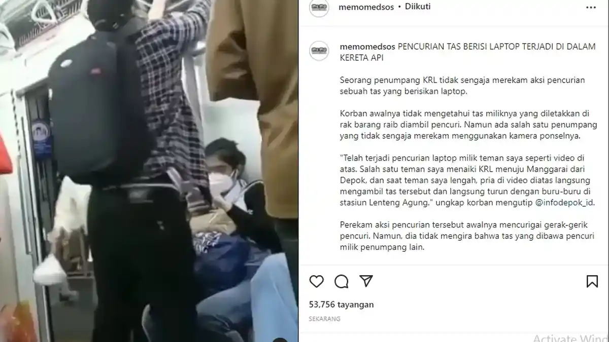 Santuy Banget! Penumpang Ini Curi Laptop di KRL dan Langsung Kabur