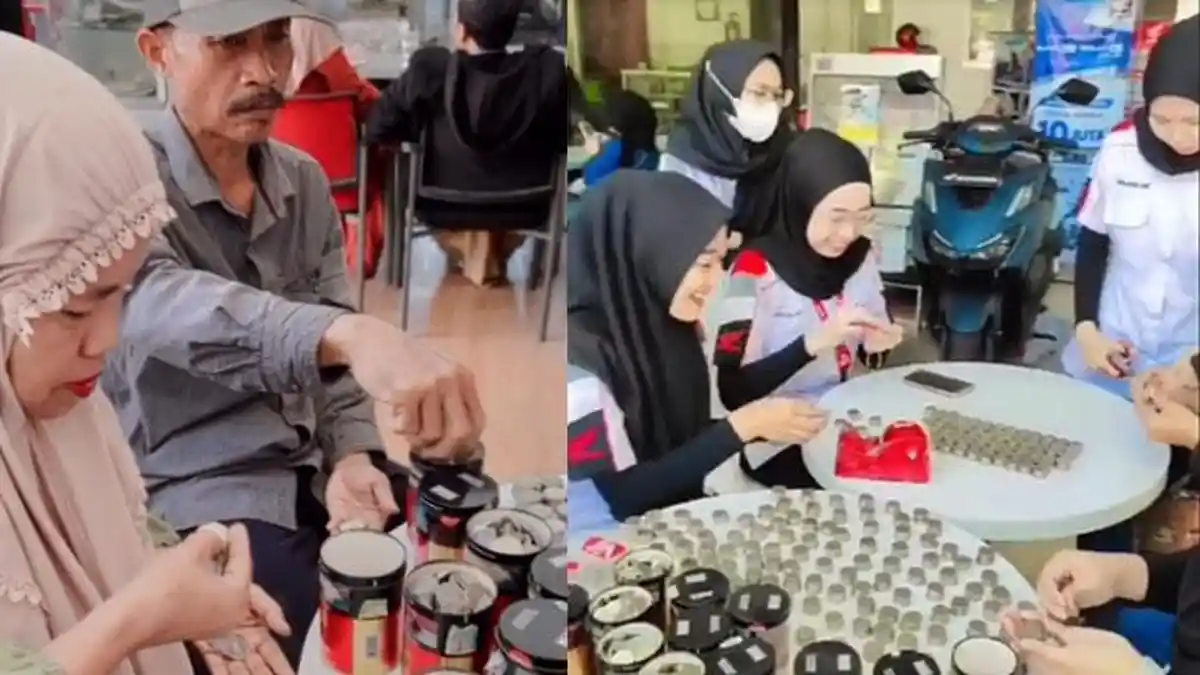Bawa Kaleng Isi Uang Receh Hasil Nabung 5 Tahun ke Dealer, Pasutri Beli Motor Rp20 Juta Buat Anaknya