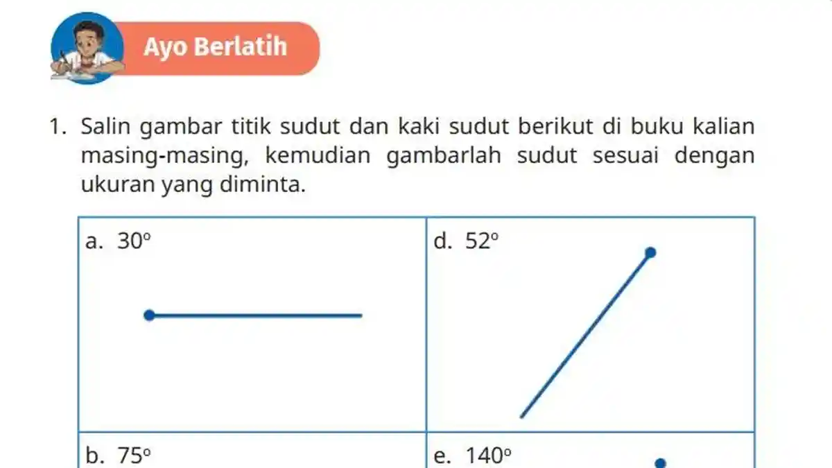 Kunci Jawaban Matematika Kelas 5 SD Kurikulum Merdeka Halaman 185, Ayo Berlatih: Kaki Sudut