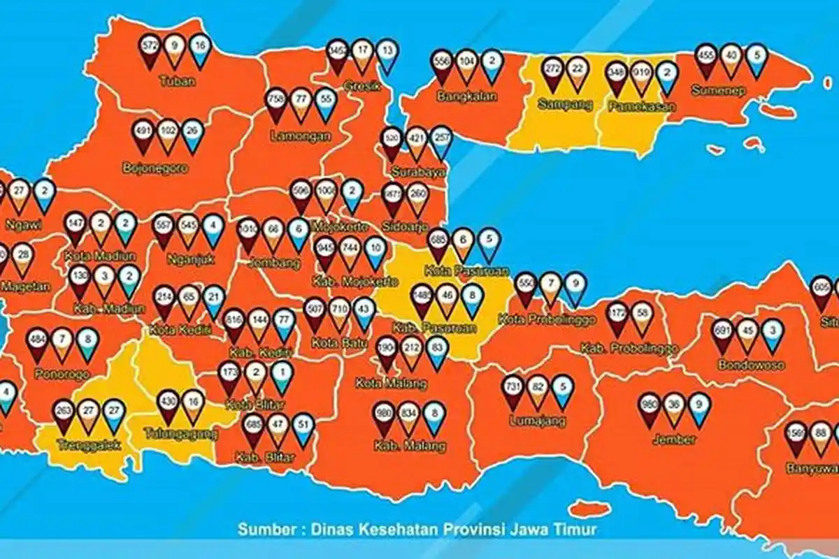 Update Zona Merah Covid-19 di Jawa Timur Minggu 18 Oktober: Sampang Kuning, Ponorogo Oranye