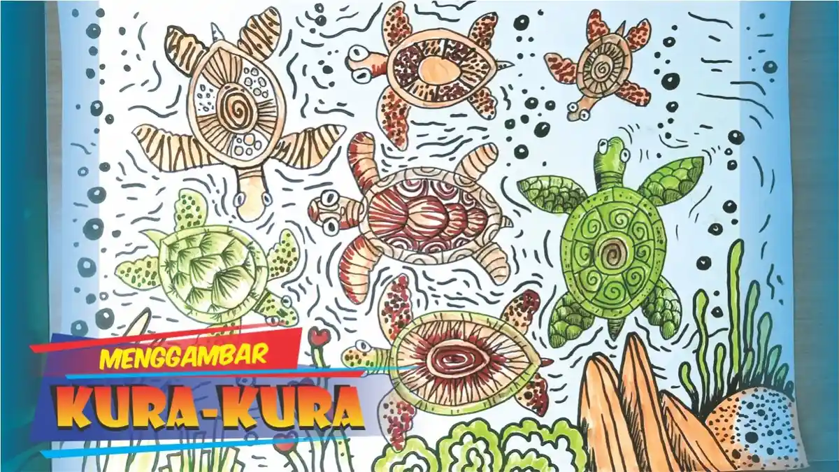 Tutorial Menggambar Kura-Kura Lucu, Kombinasi Titik, Garis Lurus dan Garis Lengkung