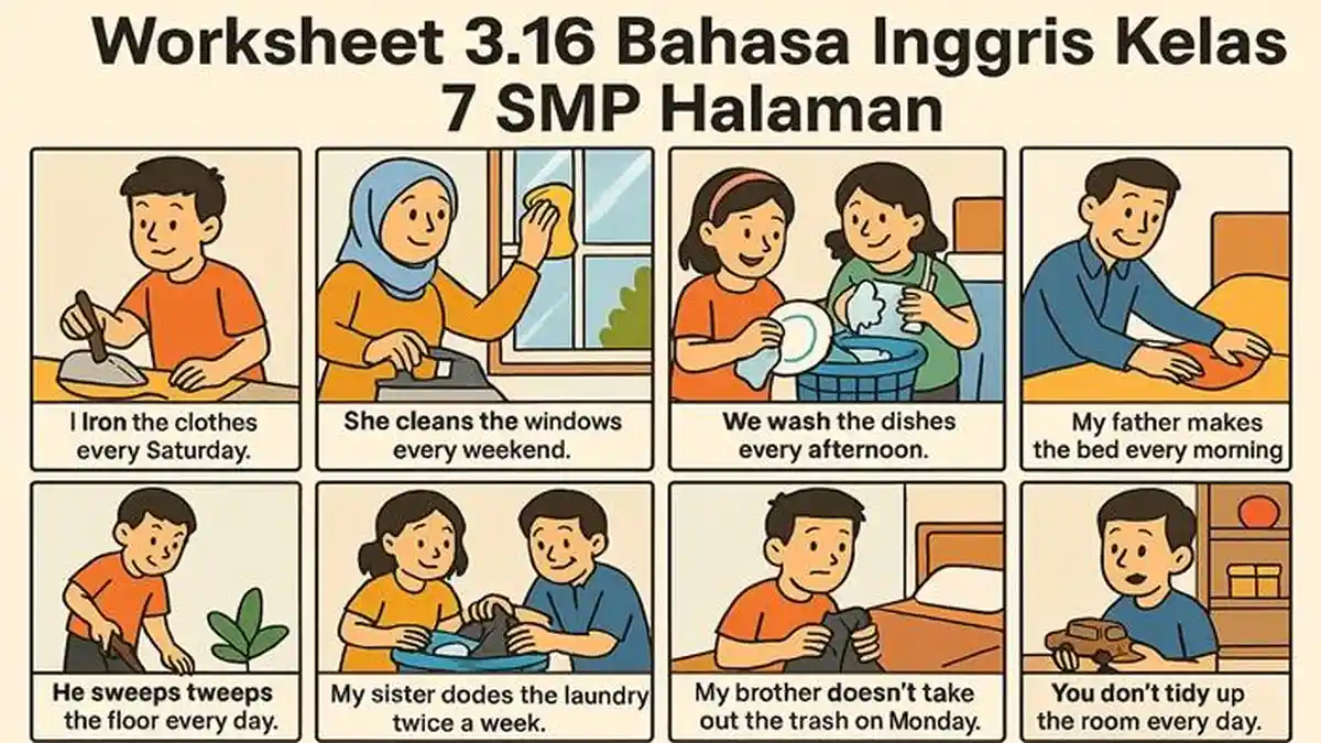 Latihan Soal dan Kunci Jawaban Worksheet 3.16 Bahasa Inggris Kelas 7 SMP Halaman 123