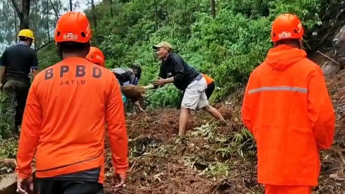 BREAKING NEWS: Tebing 40 Meter Longsor, Jalur Pacet–Cangar Ditutup Total