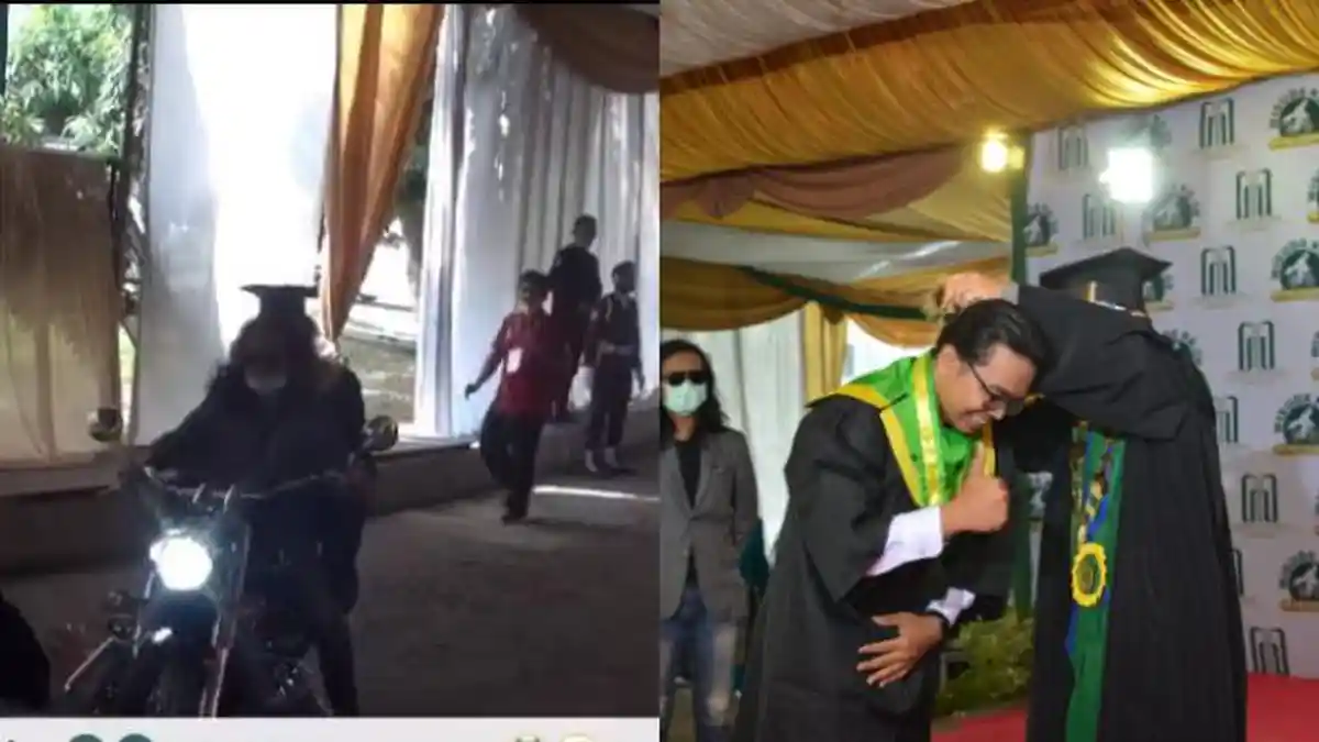 Viral Aksi Unik Mahasiswa saat Wisuda, Naik Moge hingga Minta Rambutnya Dipotong oleh Rektor