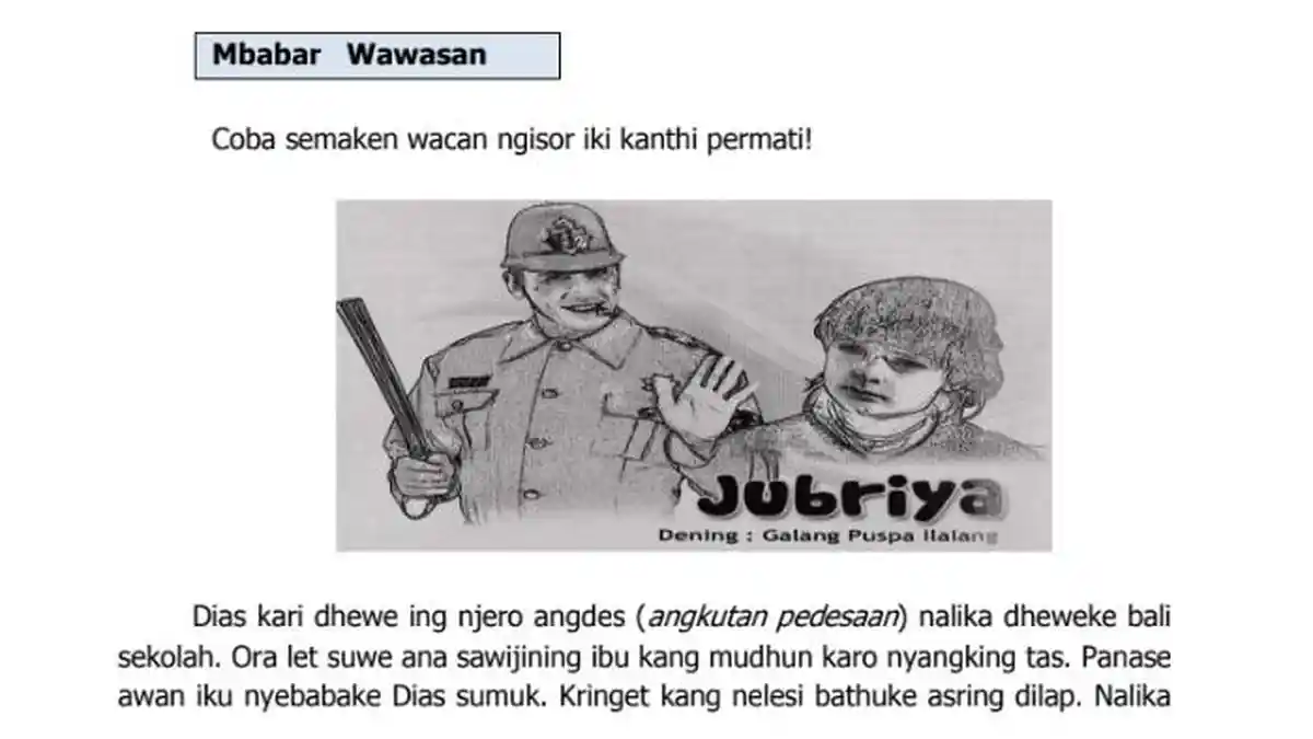 Kunci Jawaban Bahasa Jawa Kelas 8 Halaman 2 dan 3, Mbabar Wawasan: Jubriya