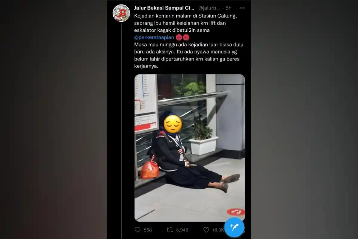 KAI Commuter Minta Maaf, Ibu Hamil Sampai Kelelahan karena Lift dan Eskalator di Stasiun Cakung Mati