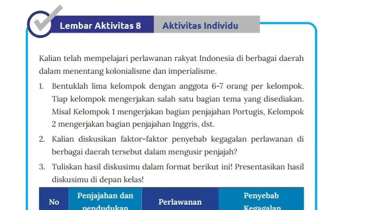 Jawaban Lembar Aktivitas 8, Kunci Jawaban IPS Kelas 8 Halaman 170 Kurikulum Merdeka