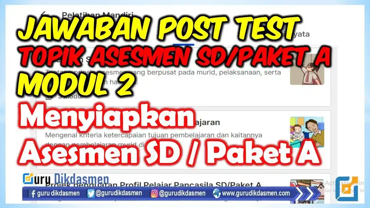 Soal & Kunci Jawaban Post Test Modul 2, Soal Cerita Reflektif & Merancang Pembelajaran SD Paket A