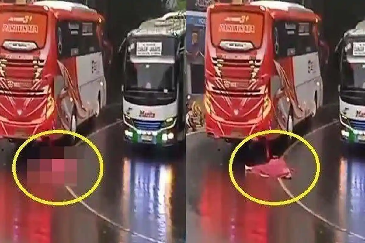 Kecelakaan Maut, Seorang Pria Berbaju Merah Tewas Tertabrak Bus, Terungkap Identitasnya