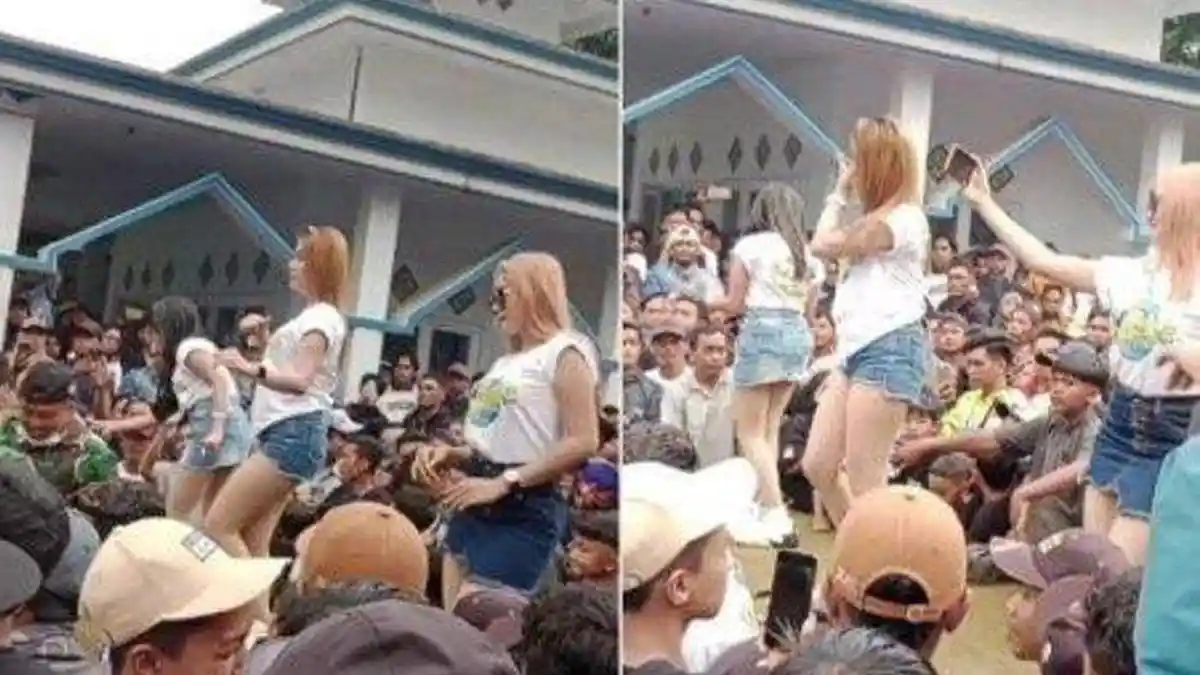 Heboh Video 3 Wanita Seksi Joget Pargoy di Halaman Masjid, Ratusan Warga Nonton, Aksinya Dikecam