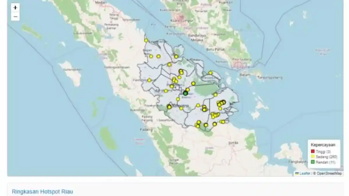 Hotspot Riau Capai 264 Titik, Inhil dan Pelalawan Terbanyak