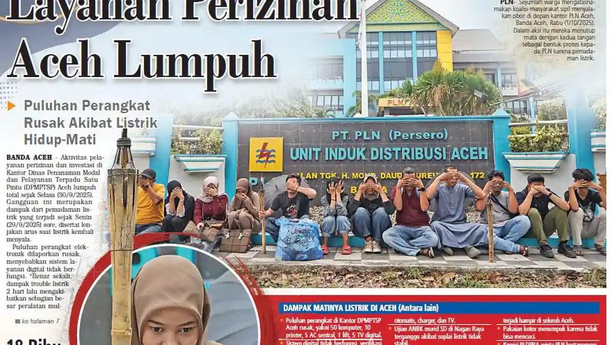 Layanan Perizinan Aceh Lumpuh, Puluhan Perangkat Rusak Akibat Listrik Hidup-Mati