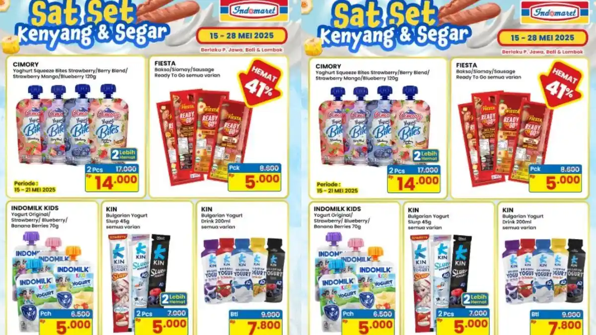 Katalog Promo Indomaret Minggu Ini 20-21 Mei 2025, Beli 2 Cimory Yoghurt Squeeze Bites cuma Rp14.000