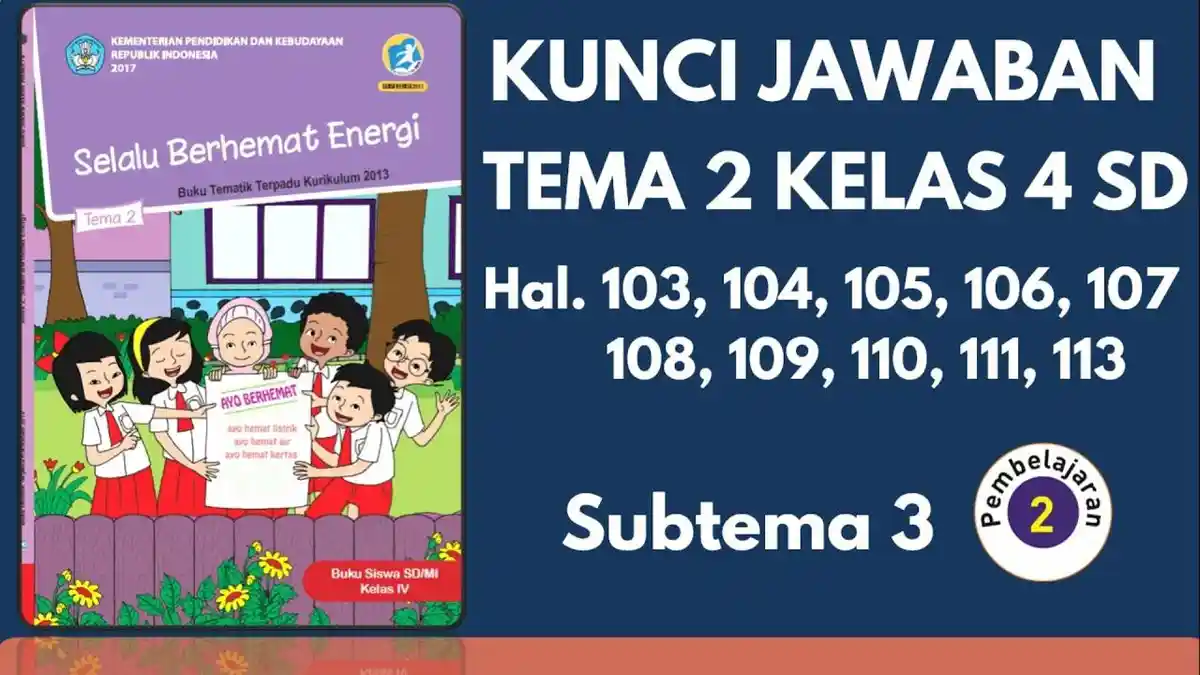 Soal & Kunci Jawaban Buku Tematik Tema 2 Kelas 4 SD Halaman 103 : Menghemat Energi