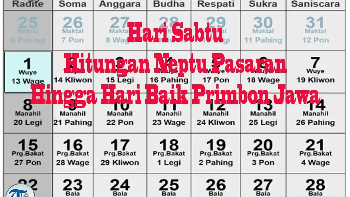 Daftar Hari Sabtu Penanggalan Jawa November 2025, Hitungan Pasaran, Neptu dan Hari Baik