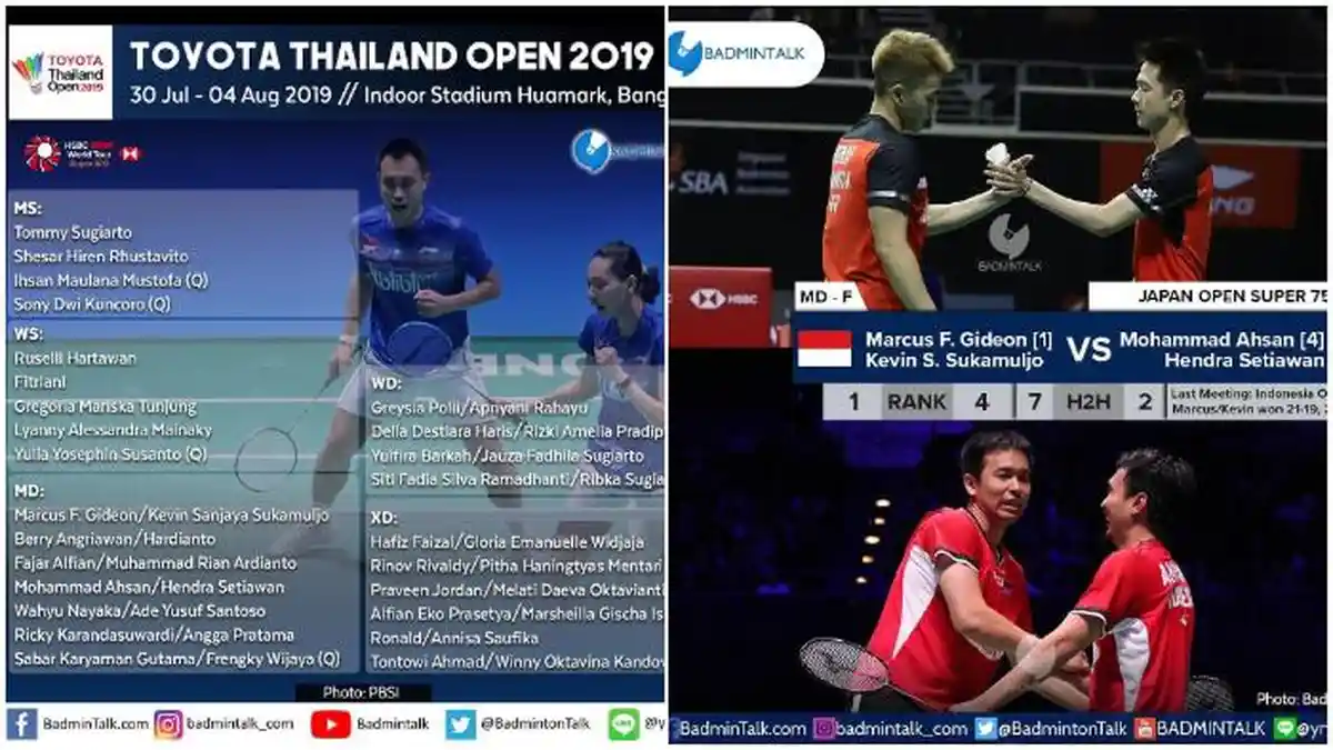 Link Live Streaming Thailand Open 2019: Akses di Sini, 6 Wakil Indonesia di Daftar Pemain Unggulan
