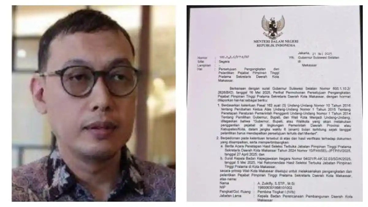 Beredar Surat Mendagri Setujui Andi Zulkifly Nanda Jadi Sekda Makassar