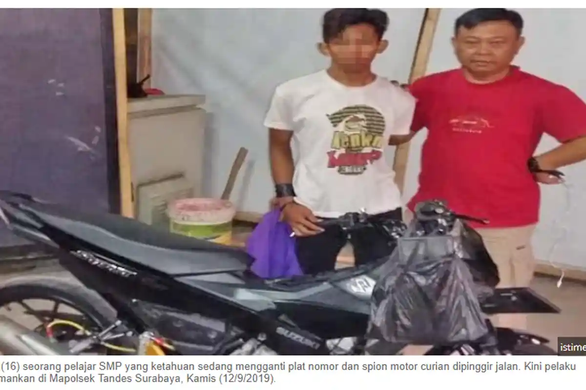Ingin Seperti Temannya, Seorang Pelajar SMP Nekat Curi Motor di Warnet, Nangis saat Diamankan Polisi