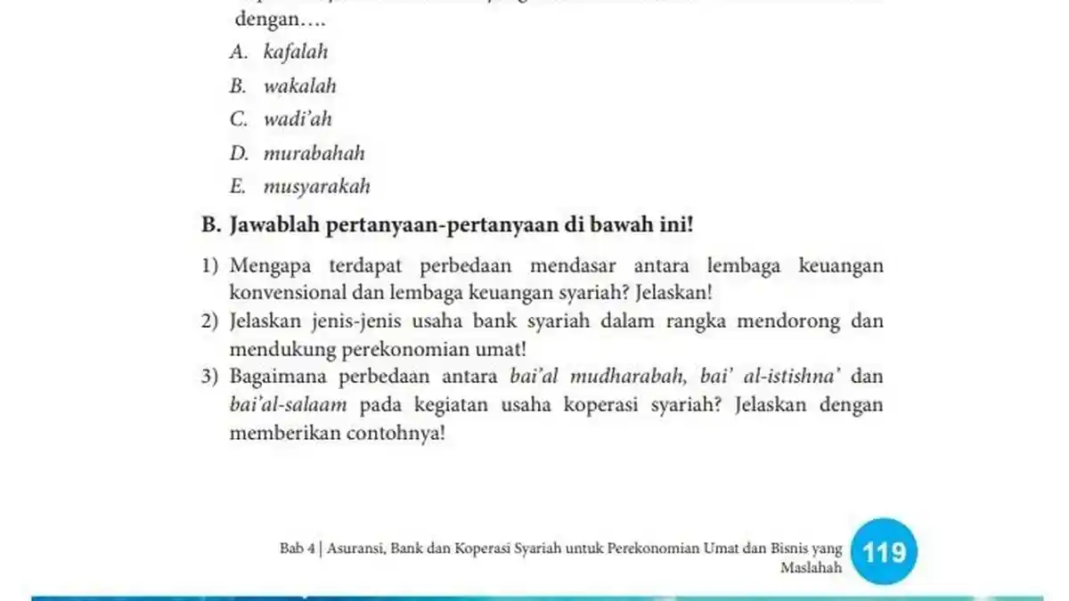 Kunci Jawaban PAI Kelas 10 Halaman 119 Kurikulum Merdeka: Bank Syariah