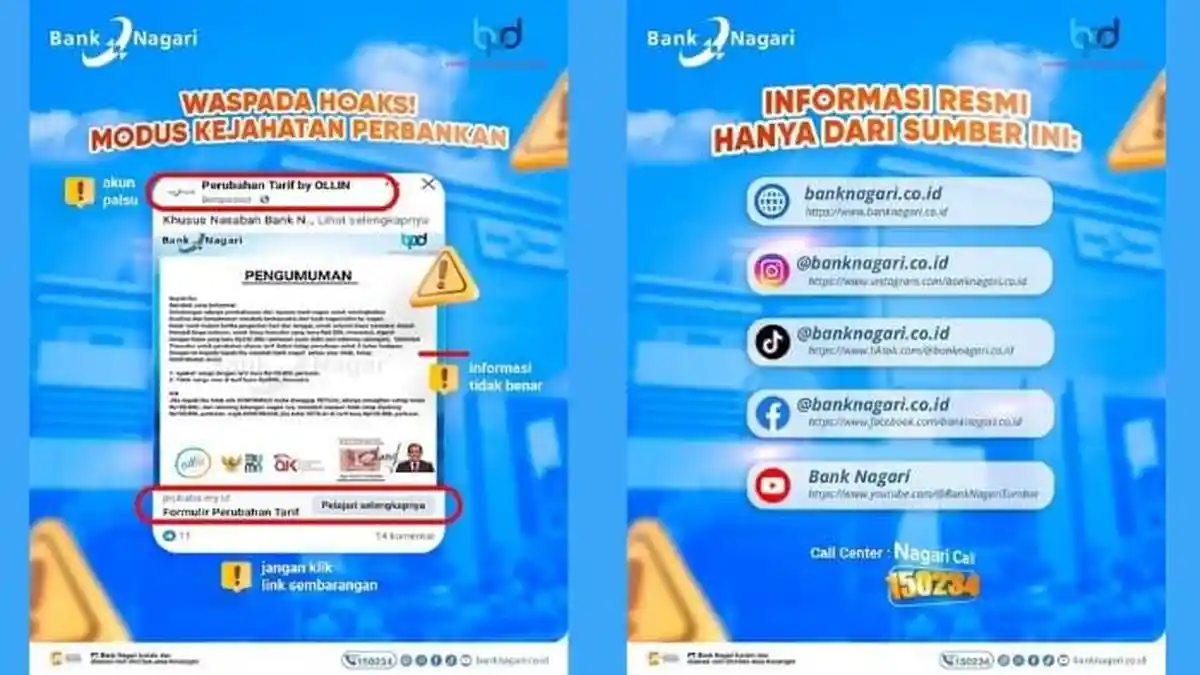 Waspada Hoaks, Bank Nagari Imbau Masyarakat tak Tertipu Modus Kejahatan Perbankan