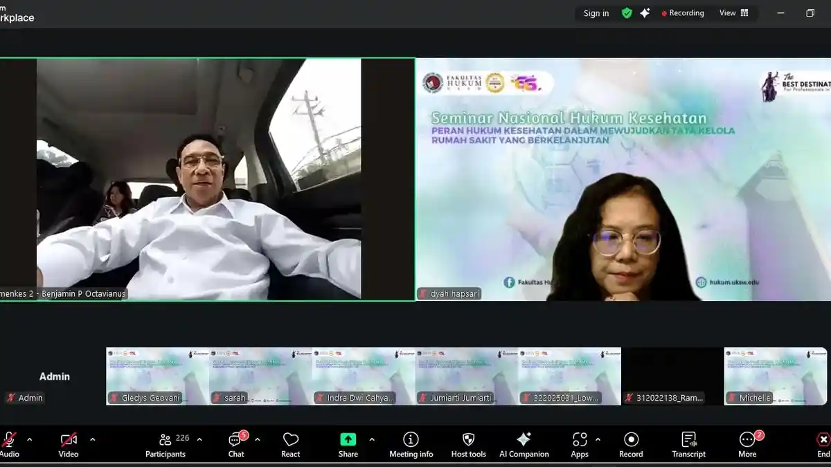 Wamenkes RI Kupas Pentingnya Hukum dan Kesehatan dalam Webinar Fakultas Hukum UKSW