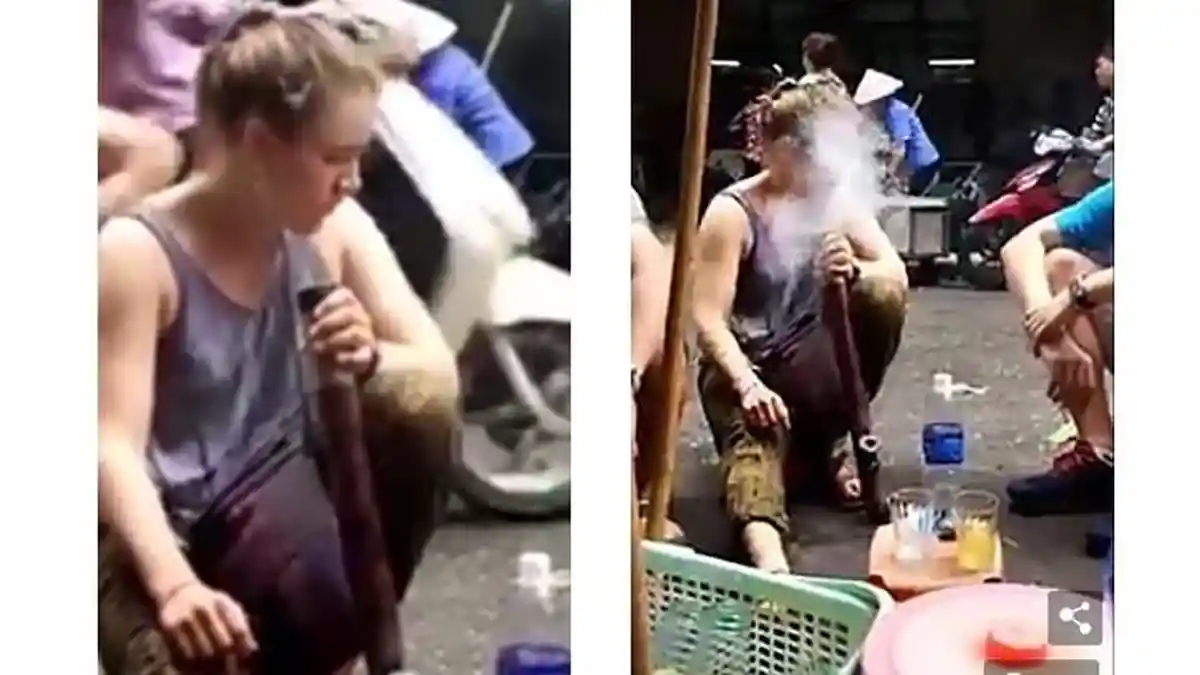 Ngerinya! Sekali Isap Rokok Bong Khas Vietnam, Bule Ini Langsung Pingsan