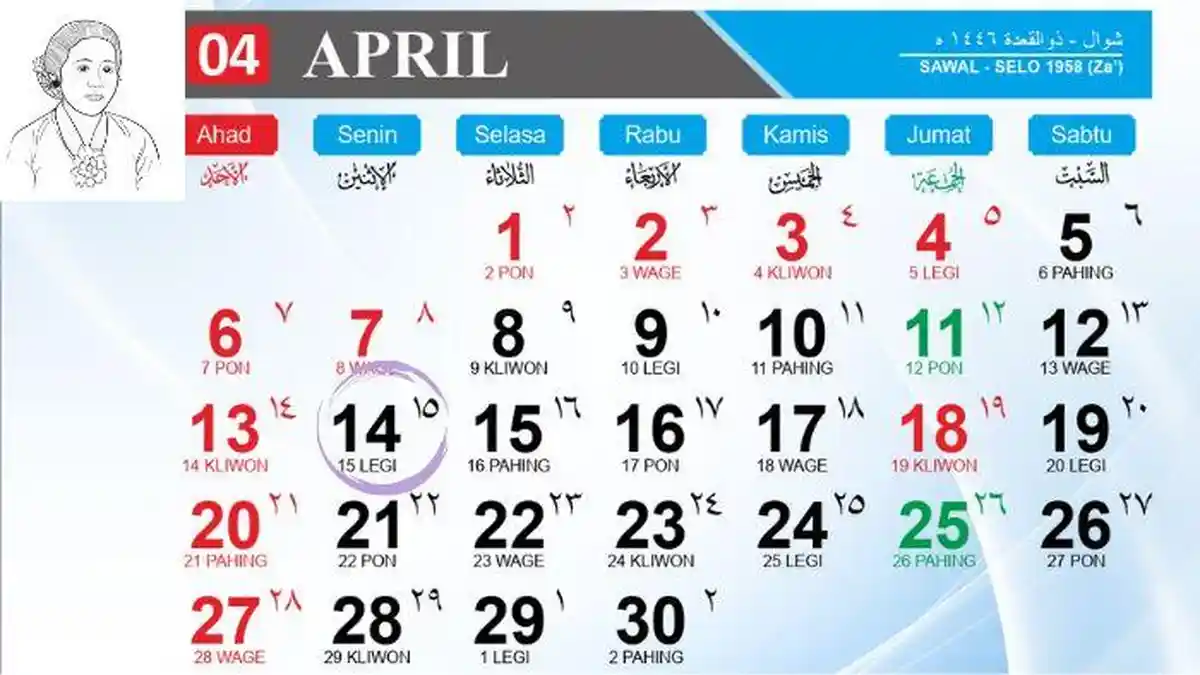 Kalender April 2025: Peringatan Hari Kartini 21 April Libur Berapa Hari? Cek jadwalnya