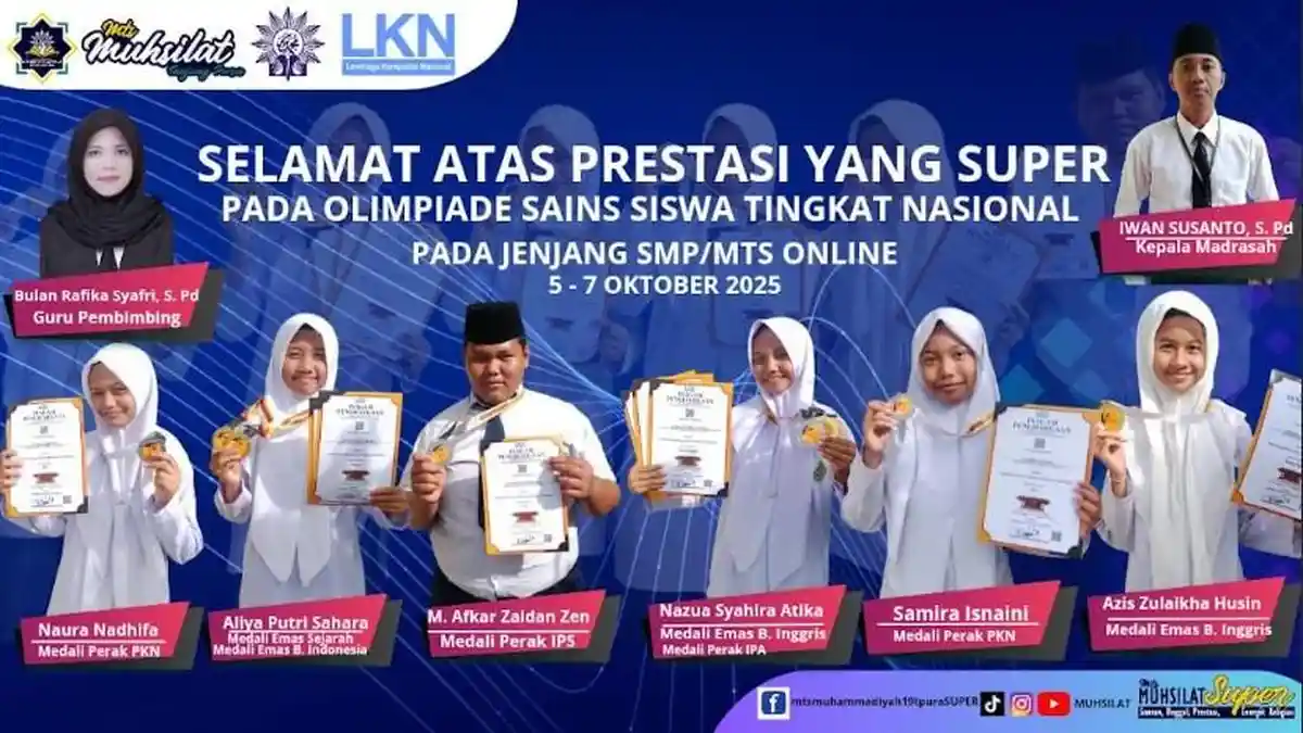 MTs Muhammadiyah 19 Tanjung Sabet 6 Medali Olimpiade secara Online