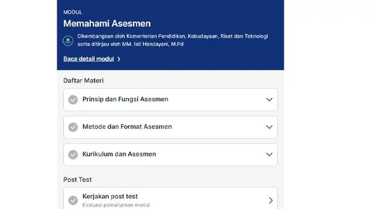 Kunci Jawaban Soal Post Test Modul 1 Asesmen SD/Paket A Memahami Asesmen Platform Merdeka Mengajar