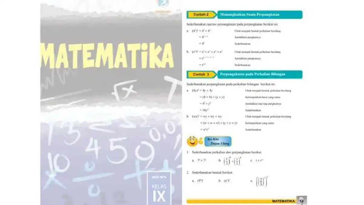 Kunci Jawaban Matematika Kelas 9 Halaman 19 dan 20, Sederhanakan Perkalian dari Perpangkatan