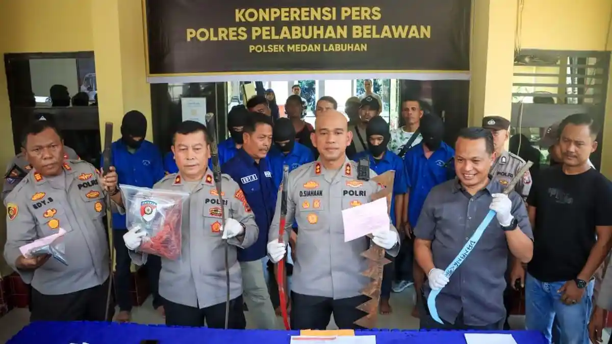 1,5 Jam Usai Tawuran Berdarah Tewaskan 1 Korban, 7 Pelaku Diciduk, Kapolres Belawan Ancam DPO