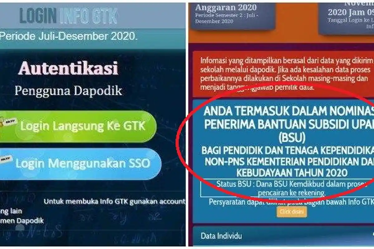 Login info.gtk.kemdikbud.go.id 2020 Terbaru, Cek Nama-nama Penerima BLT Guru Honorer via HP