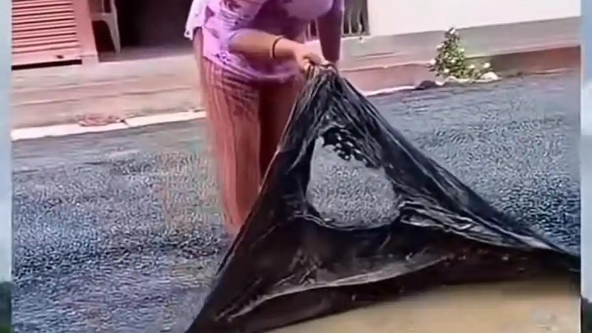 Jalan Rusak Ditambal "Masker Peel Off', Warga Berbondong Cabut dengan Tangan Kosong